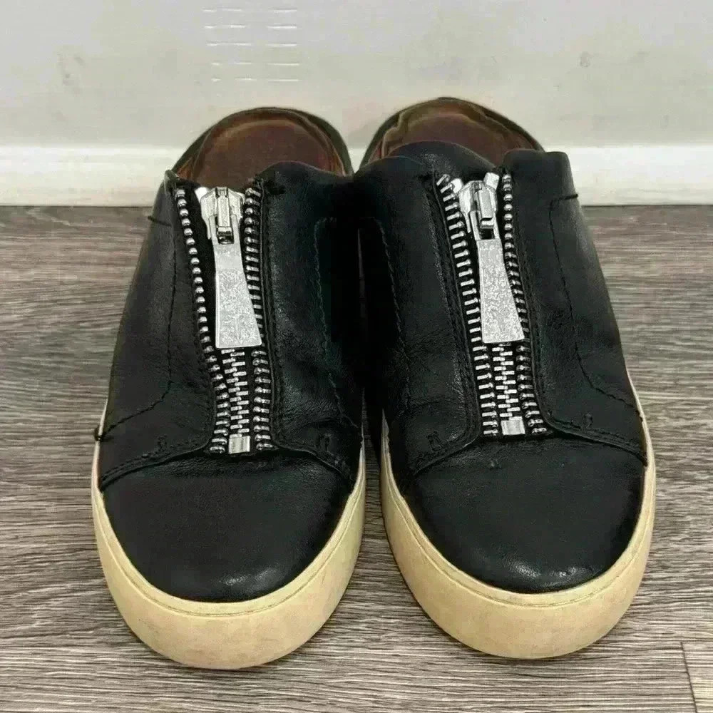 Frye Women's Lena Zip Mule Sneaker Black Leather 6.5